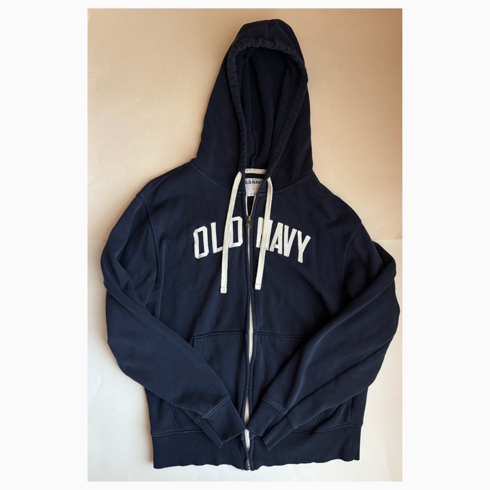 Old Navy Men’s Navy Blue Logo Zip Up Sweatshirt Jacket - Size Small (Used)
